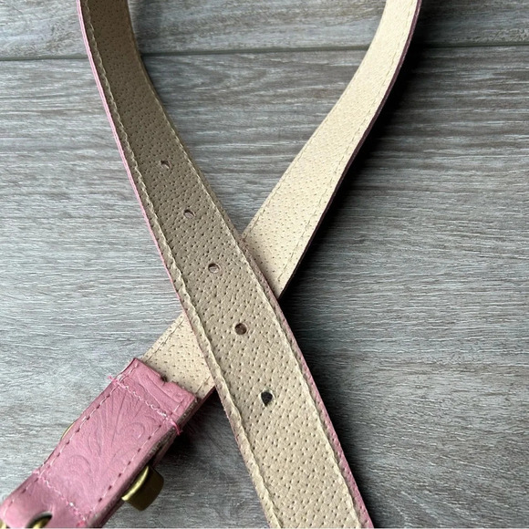 Willow Ridge Pink Suede Embossed Genuine Leather Belt - Picture 9 of 16